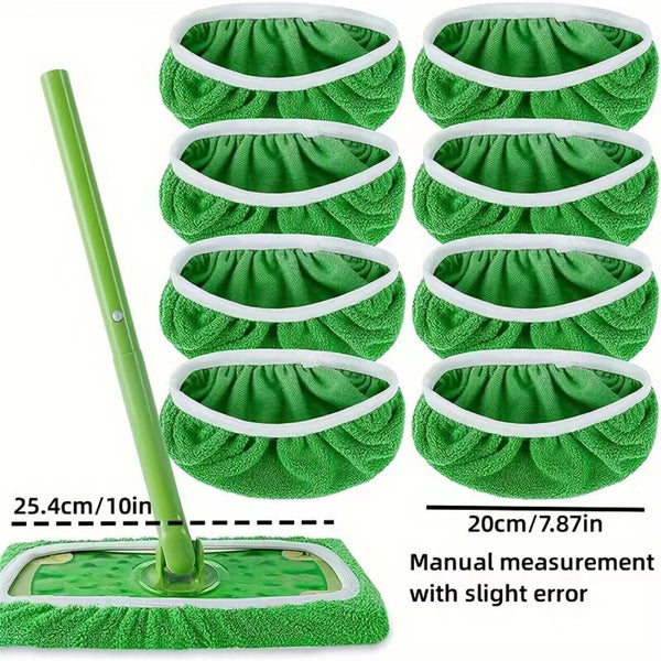 6 Pack Reusable Mop Replacement Pads – Absorbent Green Floor Cleaning Cloth Pads