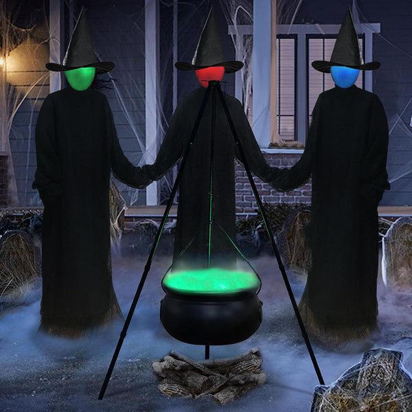 Halloween Decor Outdoor - Large Witches Cauldron on Tripod with Light Home Decor