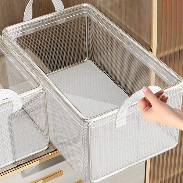 4pcs Transparent Clothes Storage Box Thickened Pants Basket Wardrobe Organizer
