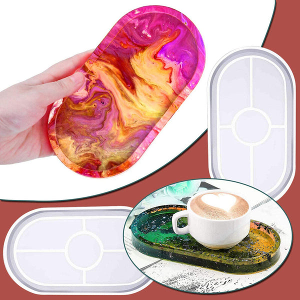 Silicone Oval Coaster Mold Tray Epoxy Resin Ashtray DIY Craft Jewelry Tray Mold