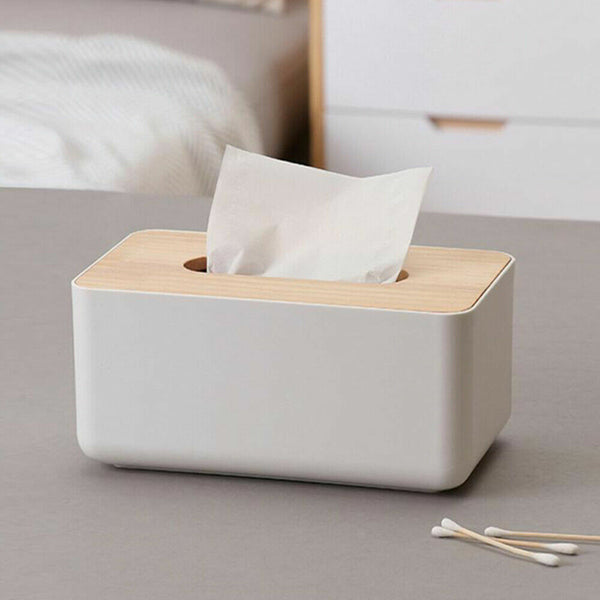 Tissue Box Dispenser Paper Storage Holder Napkin Case Organizer Wooden Cover AU