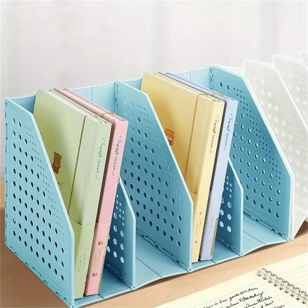 Adjustable Desktop Book Holder and File Organizer – Retractable Bookshelf Storage Rack for Desk