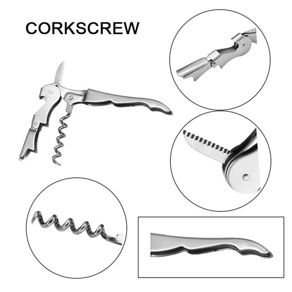 1-3X Waiters Friend Corkscrew Stainless Steel Wine Bottle Opener Screw Knife Bar