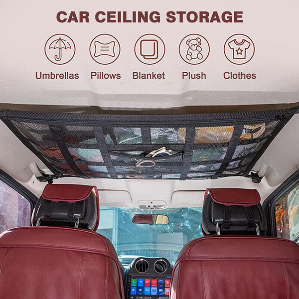 Universal Car Ceiling Storage Net Car Roof Cargo Net Mesh Storage Bag Campervan