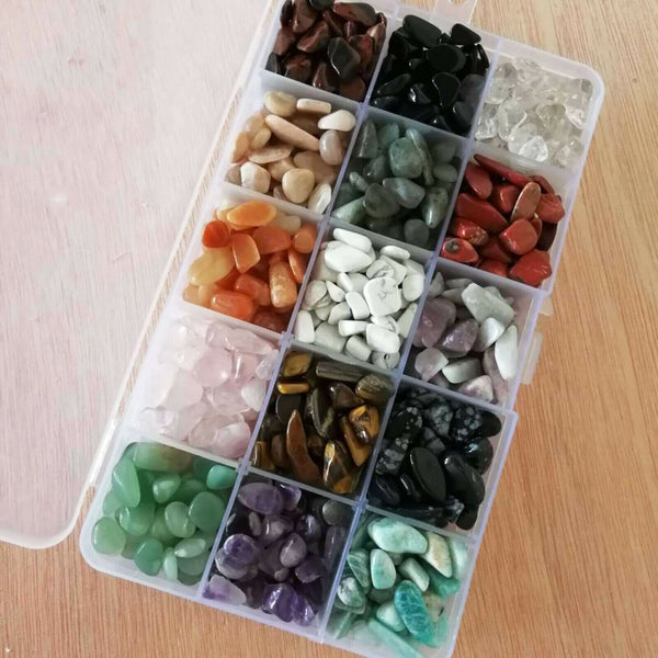 2 Sets Natural Gemstone Crystal Chips Tumbled Stones Chakra Healing Collection