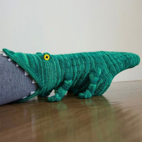 Crocodile socks side view showing legs and tail