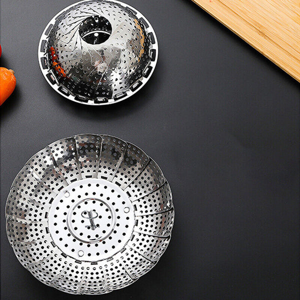 Stainless Steel Steamer Tray Kitchen Drain Basket Fruit Rack for Buns Cooking