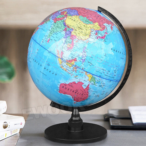 32cm World Globe Map Blue Ocean Swivel Stand Geography Educational Toy Gift