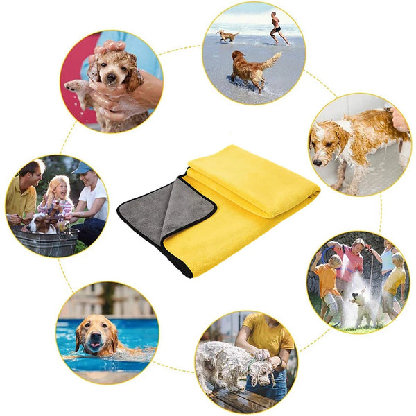 5PCS 60x30cm Pet Drying Towel Ultra-absorbent Water Dog Bath Microfiber Clean AU