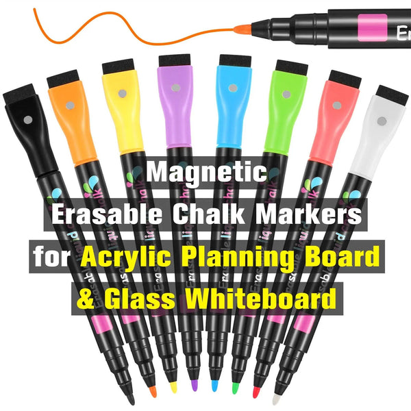 8x Liquid Chalk Marker Pens LED Writing Board Glass Window Pen Nib Fluorescent