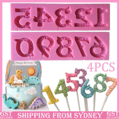 4PCS Number Silicone Fondant Mould Cake Decorating Sugar Topper Chocolate Mould