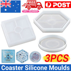 3x Coaster Resin Casting Mold Silicone Jewelry Agate Making DIY Mould Tool Craft