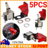 5pcs On/Off Toggle Switch RED LED Light w/ Missile Cover Heavy Duty SPST 12V/20A