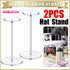 2PCS Acrylic Hat Pedestal Stand Wig Display Holder Storage Rack Caps Organizer