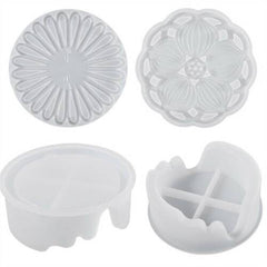 3X Flower Silicone Coaster Mat Storage Holder Set Resin Casting Mold Epoxy Mould