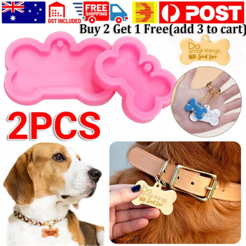 2pcs Silicone Bone Shape Resin Mold Dog Tag Keychain Resin Casting Mould Craft