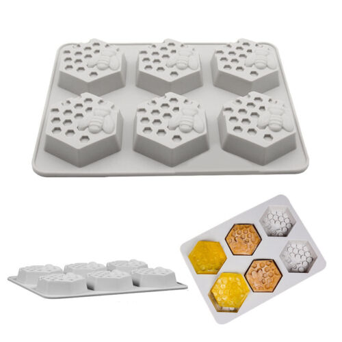 UP 4PCS Soap Mould Silicone mooncake Design Honey Bee 6 Cavity Ice Cube Mold AUS