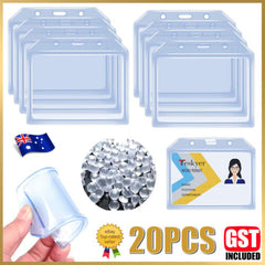 20Pcs Clear Silicone ID Badge Holder Name Tag Vertical ID Card Holders Level New
