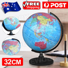 32cm World Globe Map Blue Ocean Swivel Stand Geography Educational Toy Gift