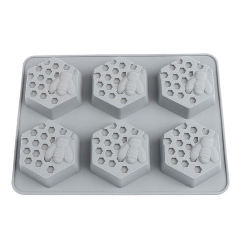 UP 4PCS Soap Mould Silicone mooncake Design Honey Bee 6 Cavity Ice Cube Mold AUS