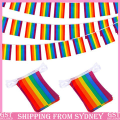 20PCS Rainbow String Flag Gay 5.5M +3x flag Lesbian Pride LGBT Mardi Gras Banner
