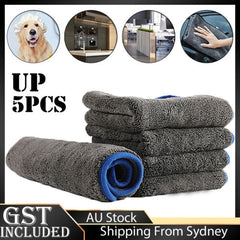 UP 5X 1200GSM 40x40cm Microfibre Cloth Rag Bulk Car Kitchen Glass Cleaning Towel