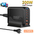 6 Port Fast GaN 200W Multi USB-C Wall Charger Quick Charging QC PD Type C USB AU