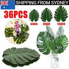 36Pcs Hawaiian Artificial Tropical Palm Leaves Monstera Leaves Rooms Party Decor