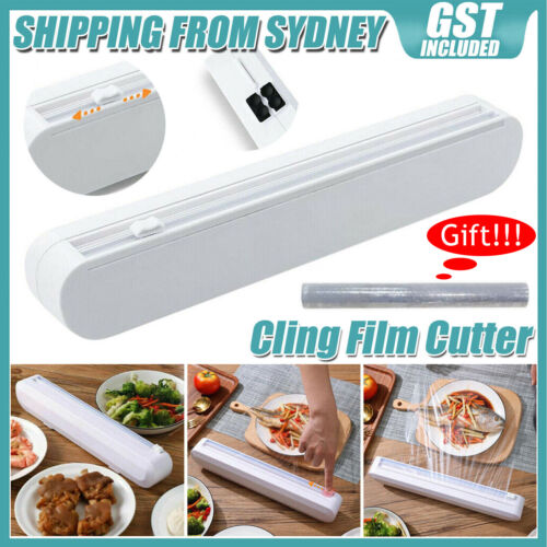 Food Wrap Dispenser Plastic Cutter Foil Cling Film Storage Holder Box Kitchen AU