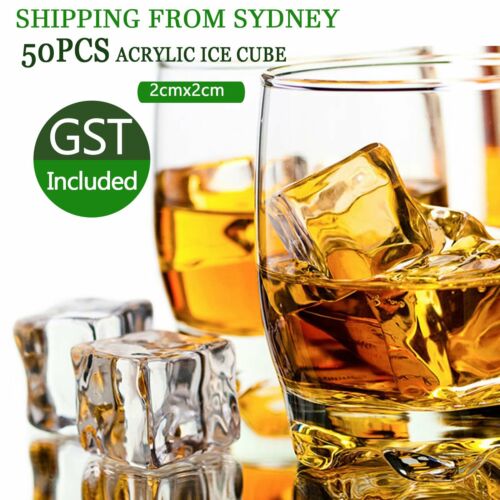 50X Fake Acrylic Ice Cubes Artificial Wedding Party Photography Display Clear AU