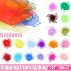 36X 9Colour Gradient Juggling Silk Dance Magic Tricks Dancing Props Scarves AUS
