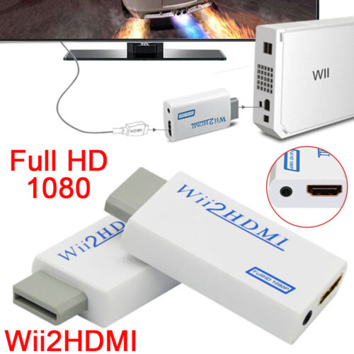 1080p HD Video Output Wii Wii2HDMI 3.5mm Adapter 480i HDMI Converter Mini Audio