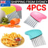 4x Stainless Steel Crinkle Cutter Wavy Vegetable Potato Chip Slicer Knife Blade