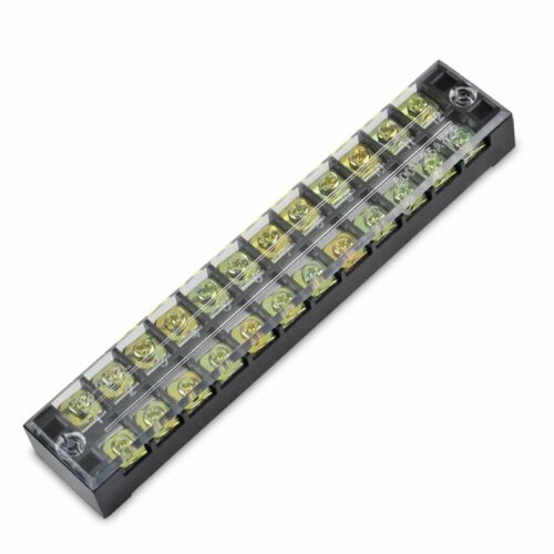 10X 15A 12 Positions Double Rows Covered Barrier Screw Terminal Block Strip Wire