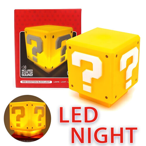 Super Mario Question Block LED Night Light with Sound USB Rechargeable Lamp