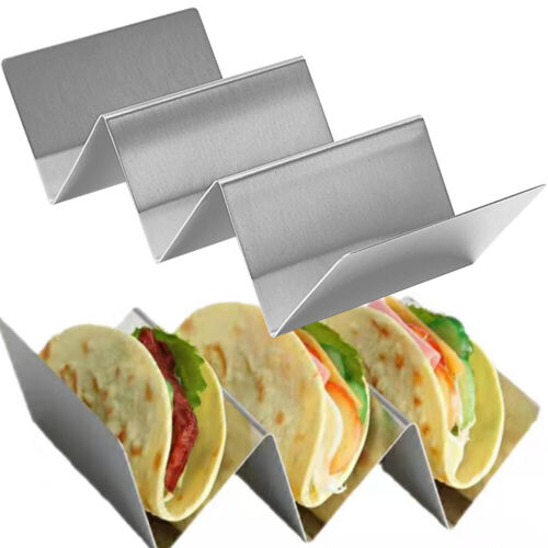 3 Slots Stainless Steel Tray Rack Taco Shell Holder Tortilla Stand Holds Kitchen