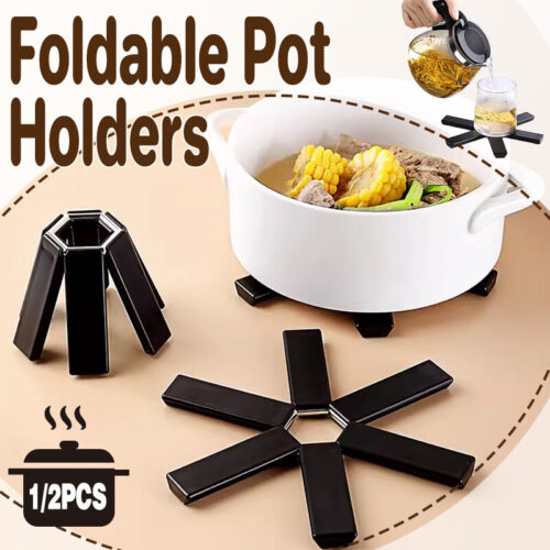 1/2XCreative Folding Heat Insulation Pot Pad Nonslip Kitchen Bowl Coaster Mat AU