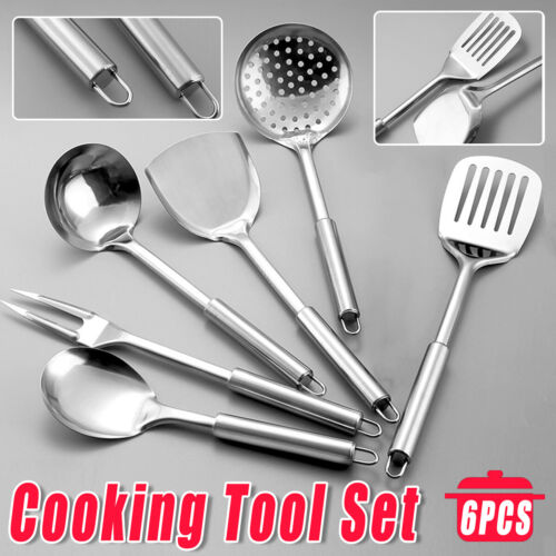 6pcs Stainless Steel Kitchen Utensil Cooking Tool Set Serving Spoon Cookware AU