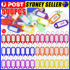 500pcs Plastic Key Ring Tags Name Tag Keyring Keychain Luggage Tag Color ID Tags