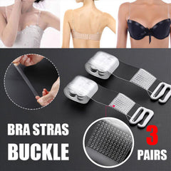 3Pairs Adjustable Transparent Invisible Bra Strap Clear Underwear Shoulder Strap