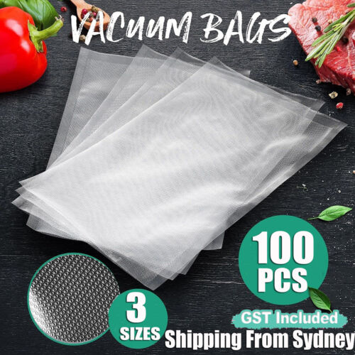 100PCS Vacuum Sealer Bags Precut Food Storage Heat Seal Cryovac Bags 4 Sizes AU