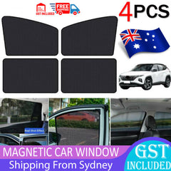 Car Window Sun Shade 4 Pack - Magnetic Mesh Curtains for Side Windows