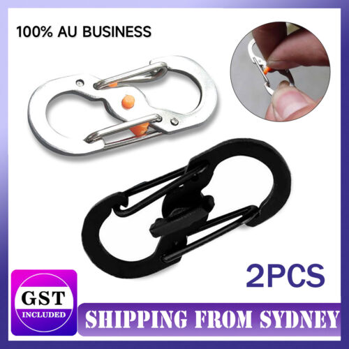 2PCS Stainless Steel Carabiner Keychain Clip Key Ring Snap Spring Hook New AU
