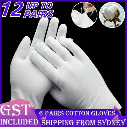 6Pairs White Cotton Gloves Costume Jewellery Hands Protector Handling Work