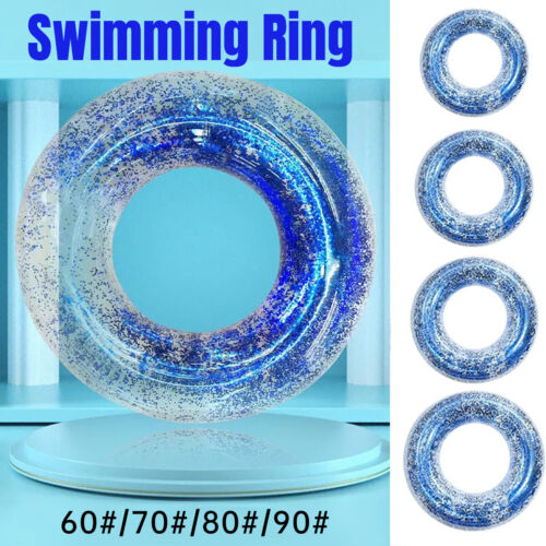 Adult Transparent Inflatable Swim Ring Pool Float Water Fun Beach With Sequins