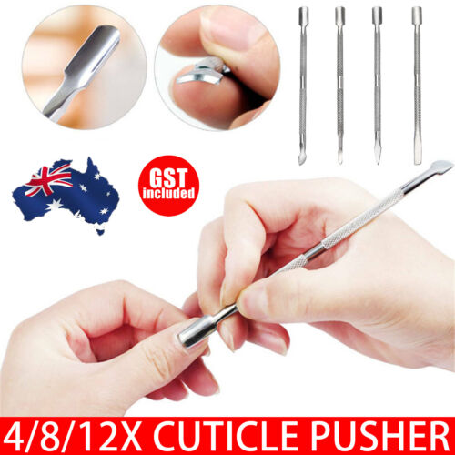 4-12PCS (1-3Sets) Cuticle Pusher Metal Stainless Steel Kit Nail Art Tools New AU