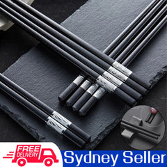 40Pairs Chopsticks Reusable Dishwasher Safe,Alloy Chop Sticks Non Slip Black