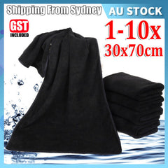 Microfiber Towel GYM Sport Footy Travel Camping Swimming Drying Microfibre Black