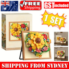 Flower Plant Building Set Sunflower Gift For Adult DIY Home Office Decoration AU