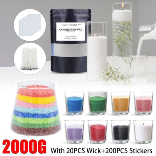 2KG Reusable Candle materials Sand Wax for DIY Pearl Candle Art Design Craft AU